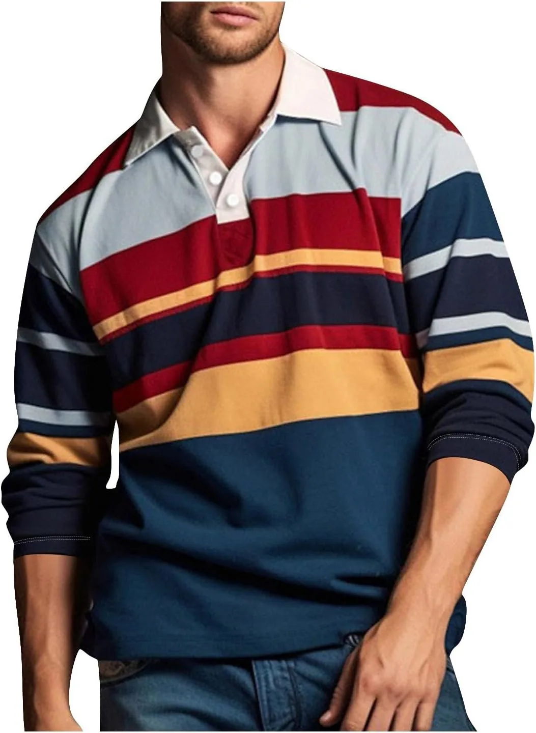 

Мужская поло в полоску с длинным рукавом