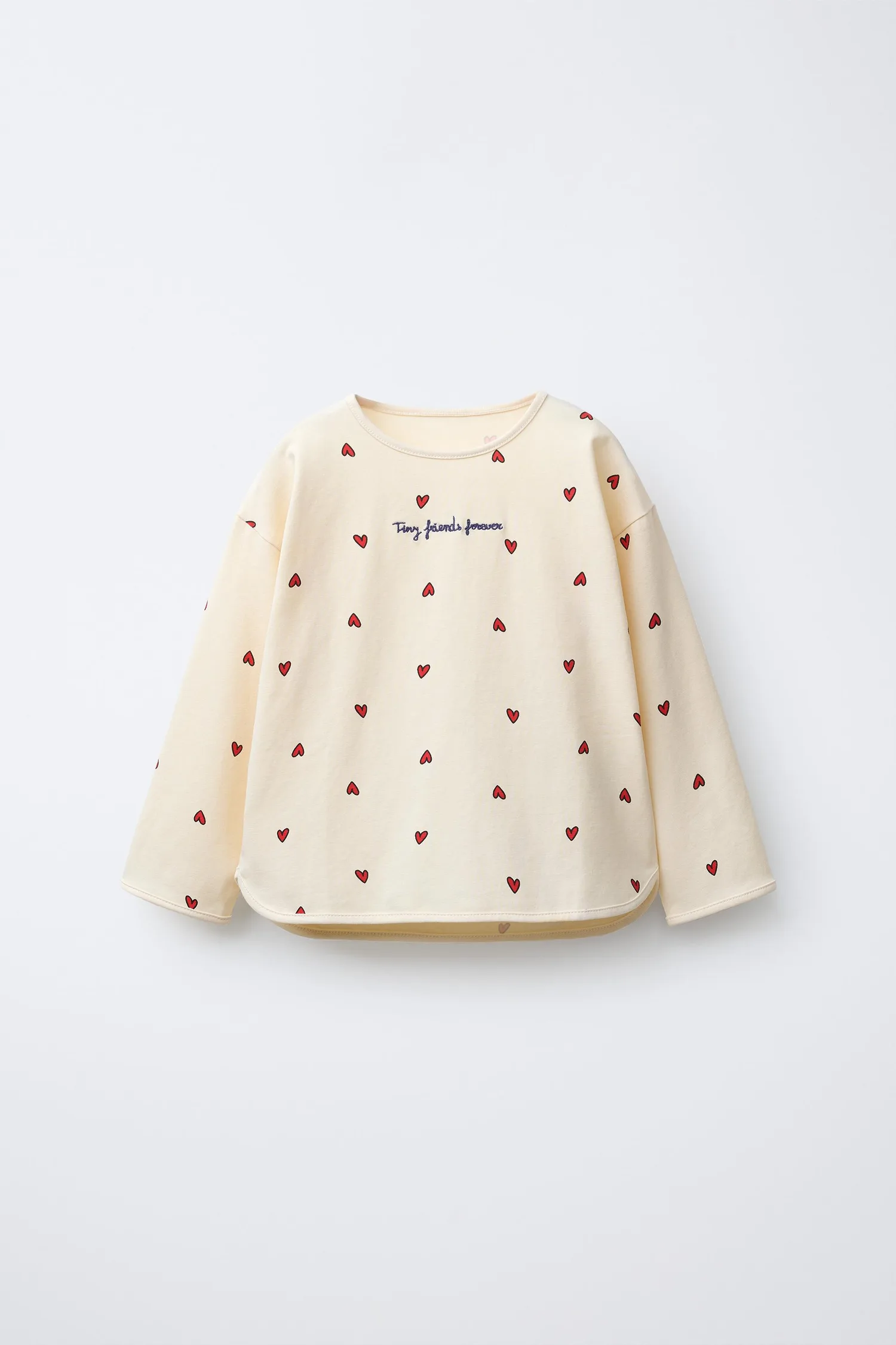 Полосатая футболка с вышитыми сердечками Zara, экрю