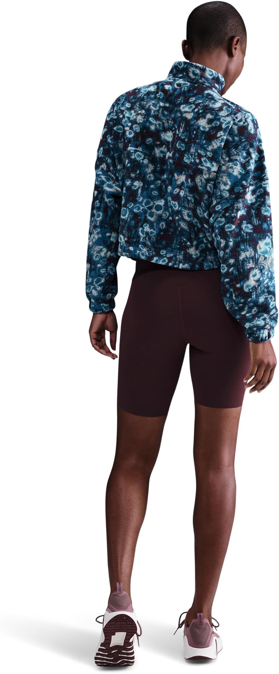 Женский топ-топ Thermo-FIT с полумолнией, цвет антрацит Nike, Burgundy Crush/Green Abyss/Midnight Navy/White — фото 2