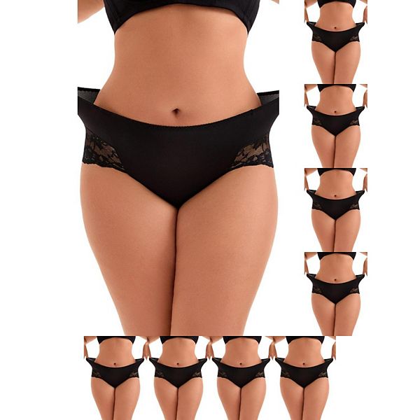 

9 пар женских трусиков-бикини с кружевной отделкой Grace & Grandeur, Black