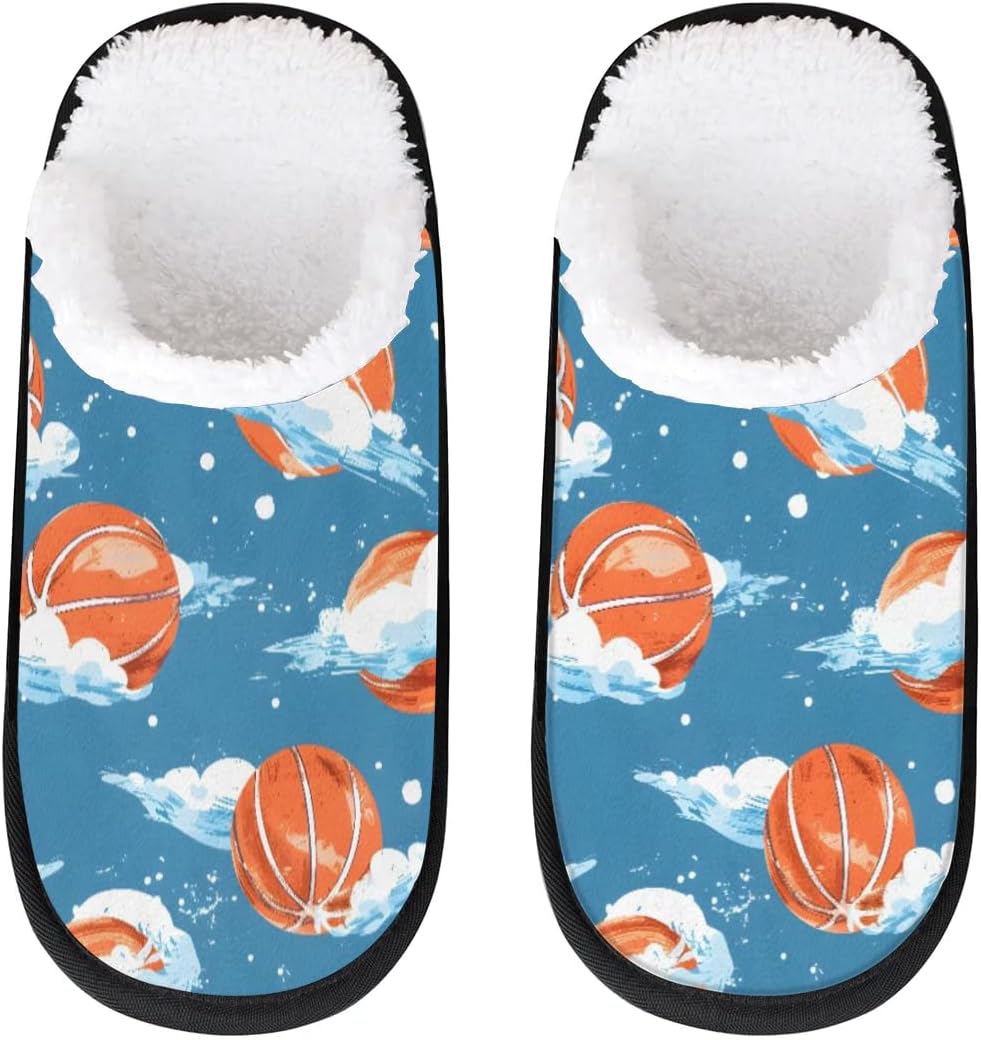 

Тапочки Gublec для женщин и мужчин, уютные с нескользящей подошвой, для дома, теплые плюшевые тапочки для дома, спальни и путешествий, Cartoon Basketball