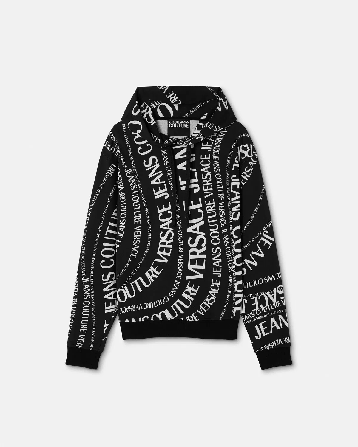 Худи из хлопкового джерси с принтом VERSACE, черный