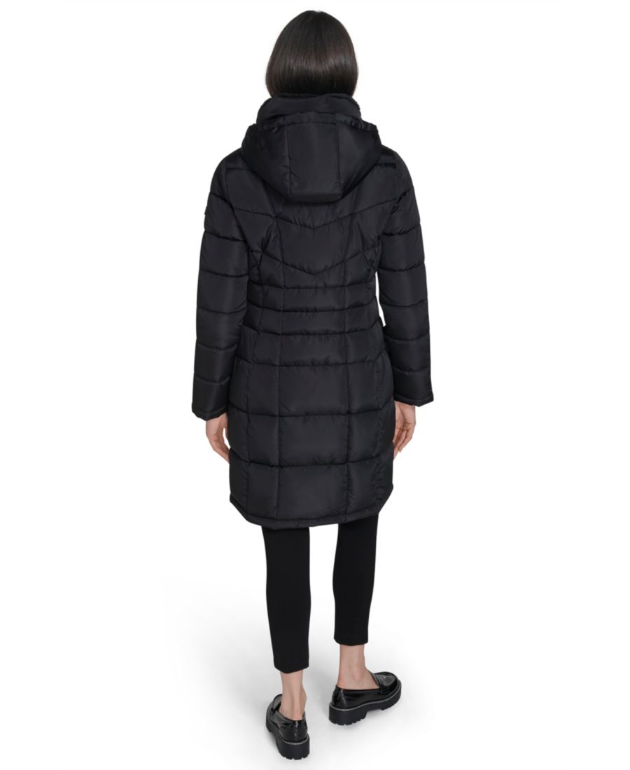 Женская пуховая куртка с капюшоном и воротником-стойкой Calvin Klein, Black — фото 2