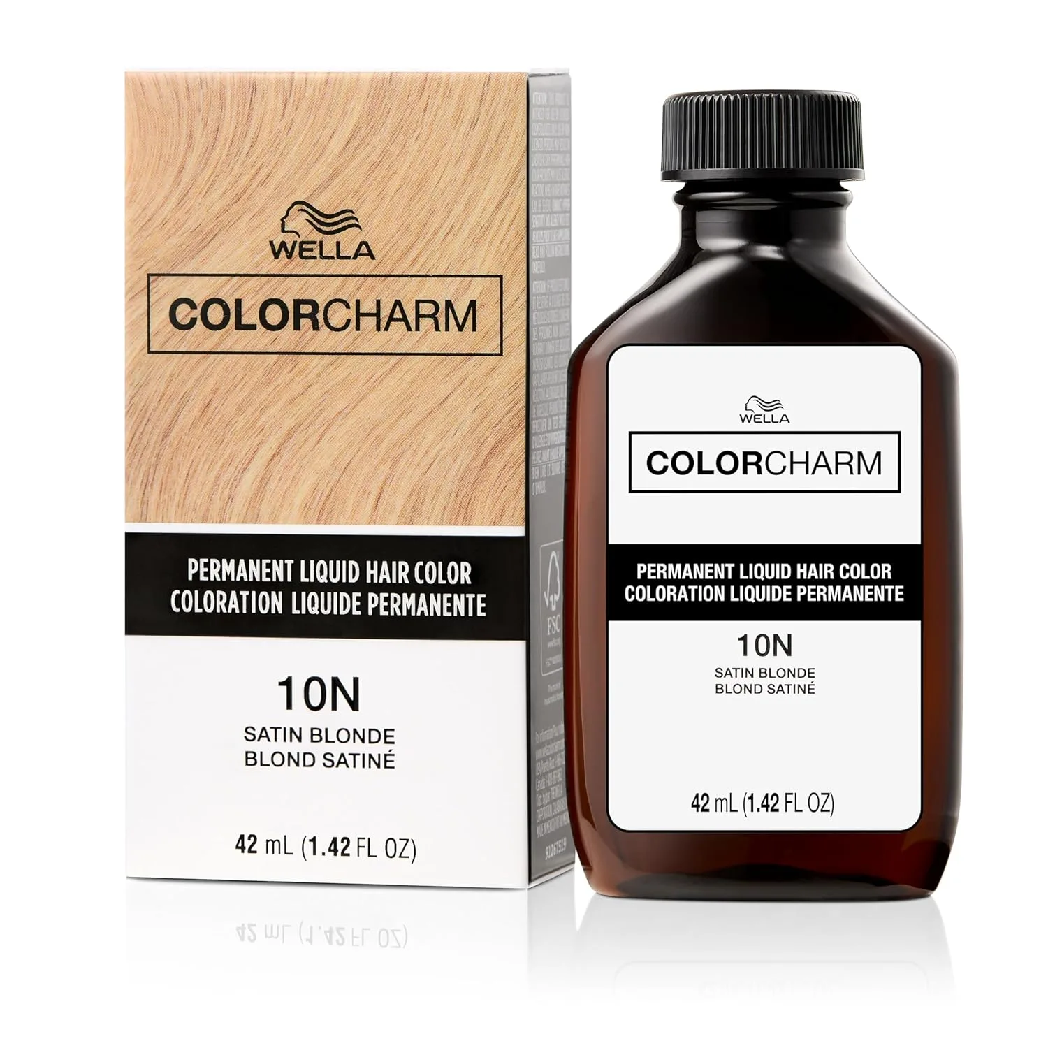 Стойкая жидкая краска для волос WELLA Color Charm для закрашивания седины, натуральный светло-русый оттенок., 10N Satin Blonde