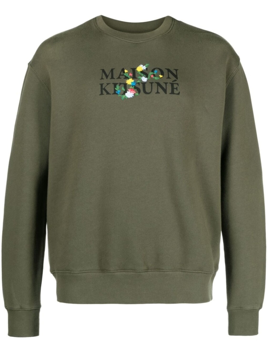

Maison Kitsuné толстовка с цветочной вышивкой, зеленый