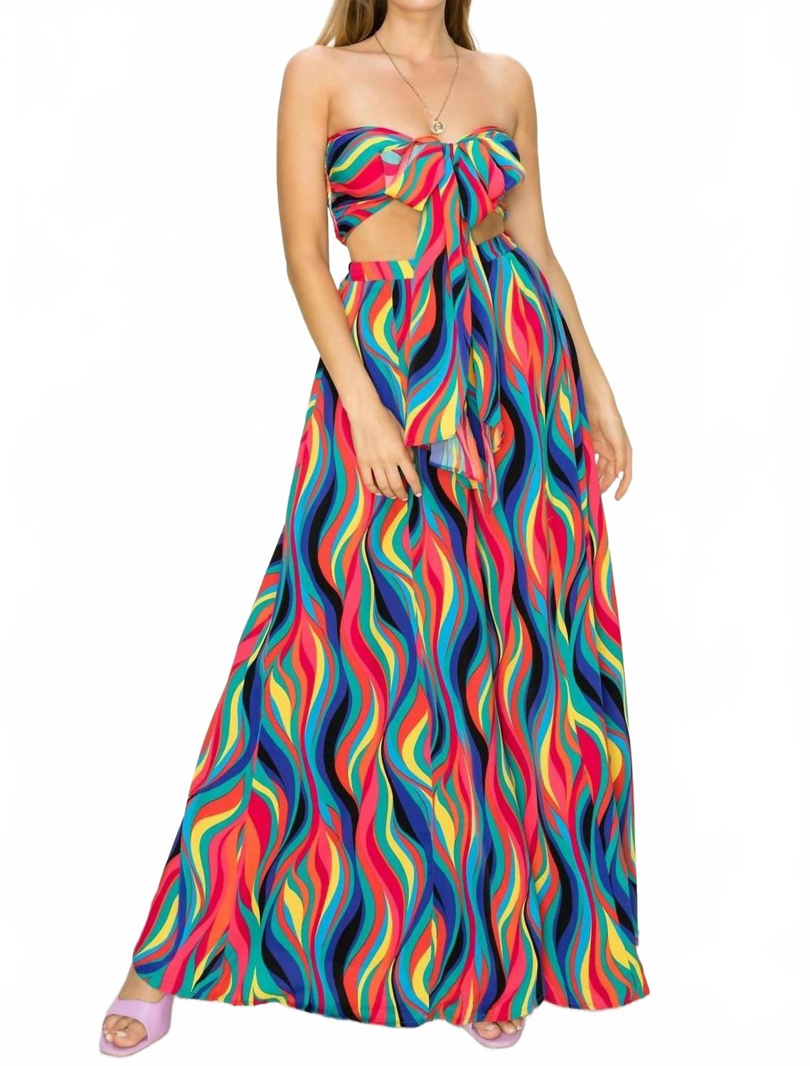 

Fiestar Комплект из топа-бандо и брюк-палаццо "Дюшес" в разноцветном исполнении