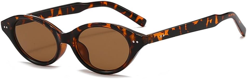 

Солнцезащитные очки UV400 с маленькими заклепками в форме кошачьего глаза, овальные линзы зеленого цвета, для женщин и мужчин, для бега и занятий спортом на открытом воздухе UYPTK, Leopard Tea