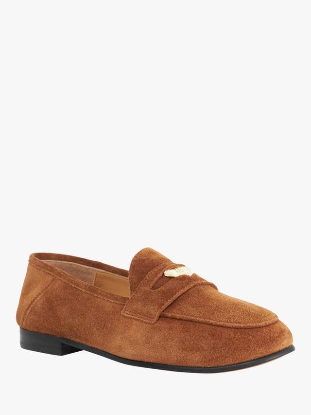 Греческие лоферы из замши на тонкой подошве Dune London, Dark Tan — фото 3