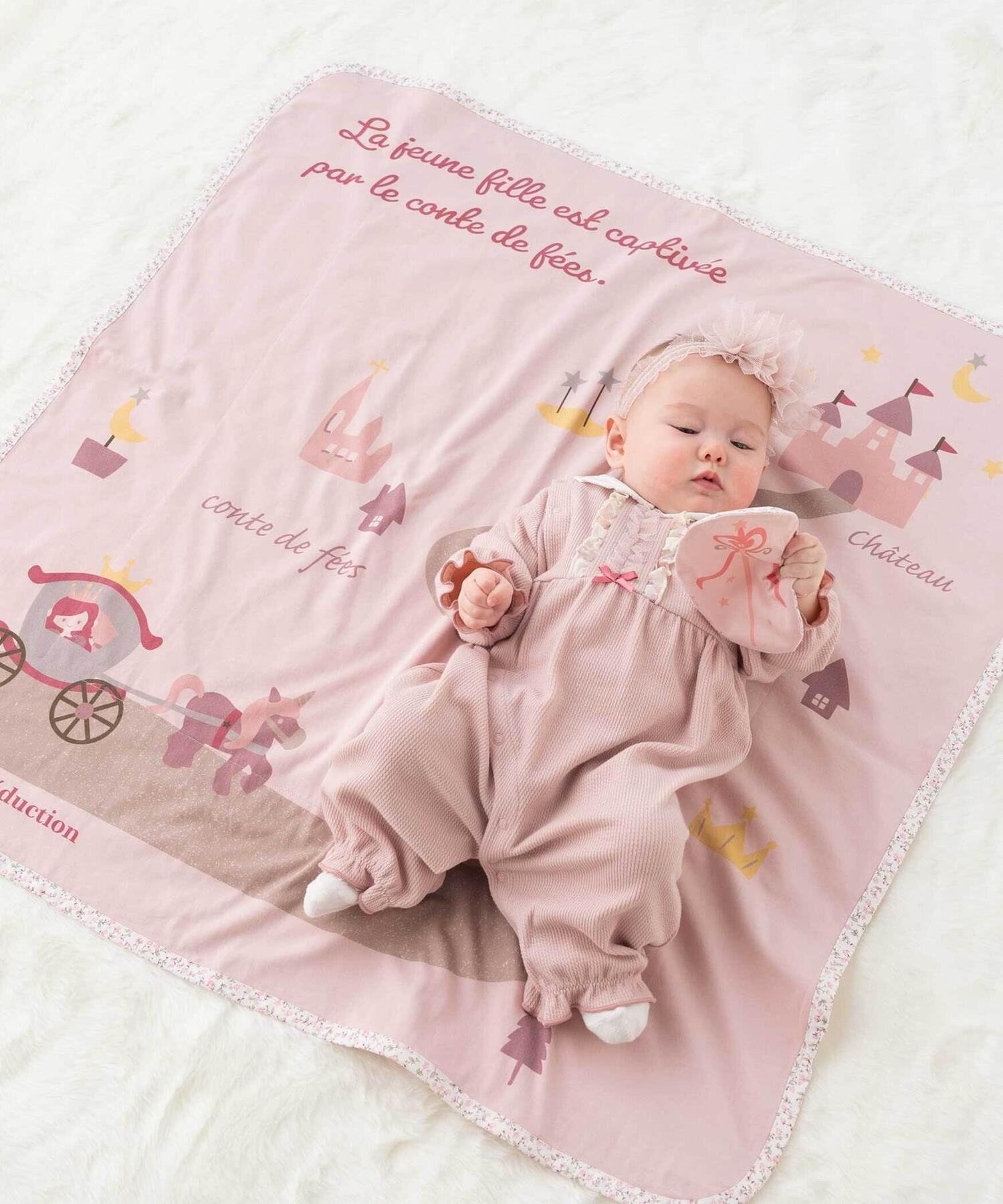 Пеленка и комплект из хлопчатобумажной ткани с принтом из сказки Fillot De Bebe Reduction, Pink — фото 2