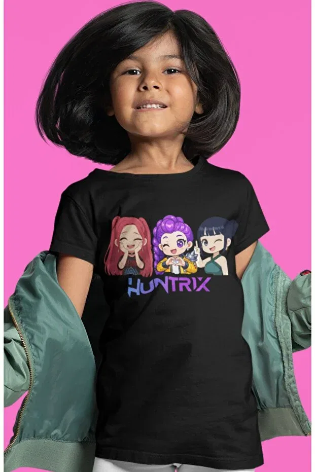 Детская футболка с принтом Huntrix Kpop Demon Hunters Rumi Mira Zoey, Sevbano, Black