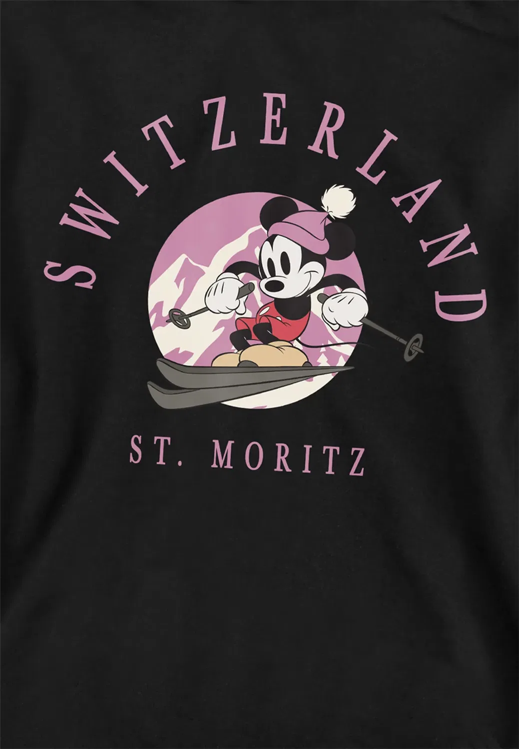 Детский худи с принтом Mickey Mouse Switzerland, Disney, Black — фото 2