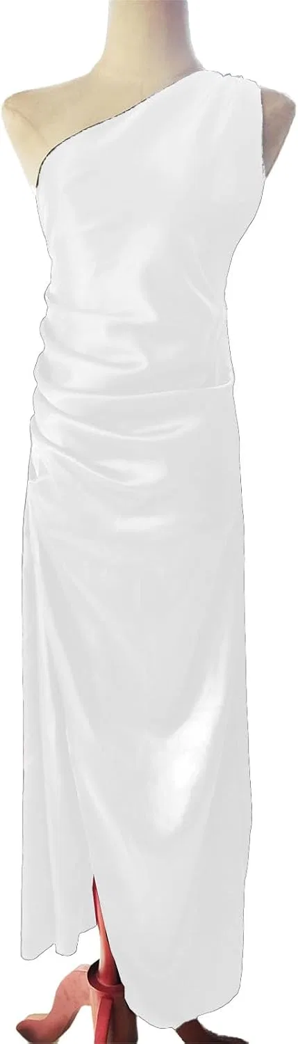 Женское вечернее макси-платье с одним плечом и разрезом, White — фото 4