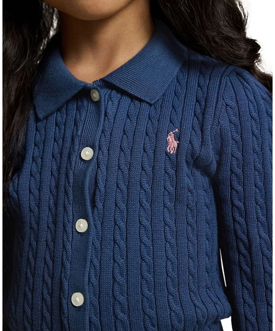 Комплект из джемпера-поло и юбки, с косами Polo Ralph Lauren, Rustic Navy — фото 3