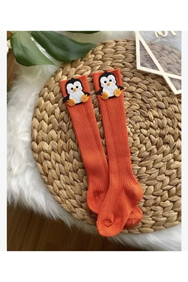 Детские носки с принтом Baby orange penguin knee socks Ardenkids, Orange