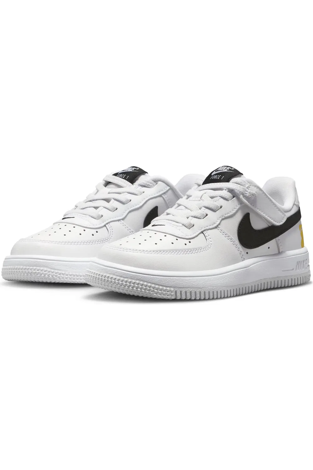 Детские кроссовки баскетбольные с эластичными шнурками Force 1 Low EasyOn Nike, белый/черный