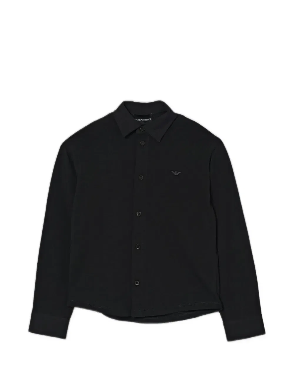 Рубашка с длинным рукавом и логотипом-бляшкой Emporio Armani Kids, черный