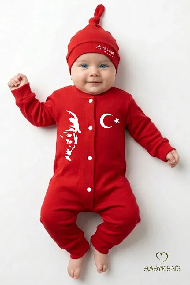 Детский комбинезон-боди с принтом 2-предметный набор Ataturk Printed Babyden'S, Red