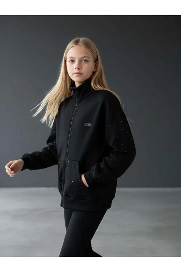 Детский кардиган для девочек с застежкой-молнией Zekids, Black