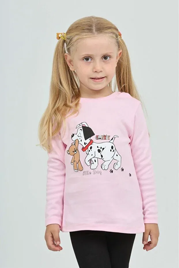 Детские свитшот для девочек с принтом Dog Bear Printed Toontoy, Pink — фото 4