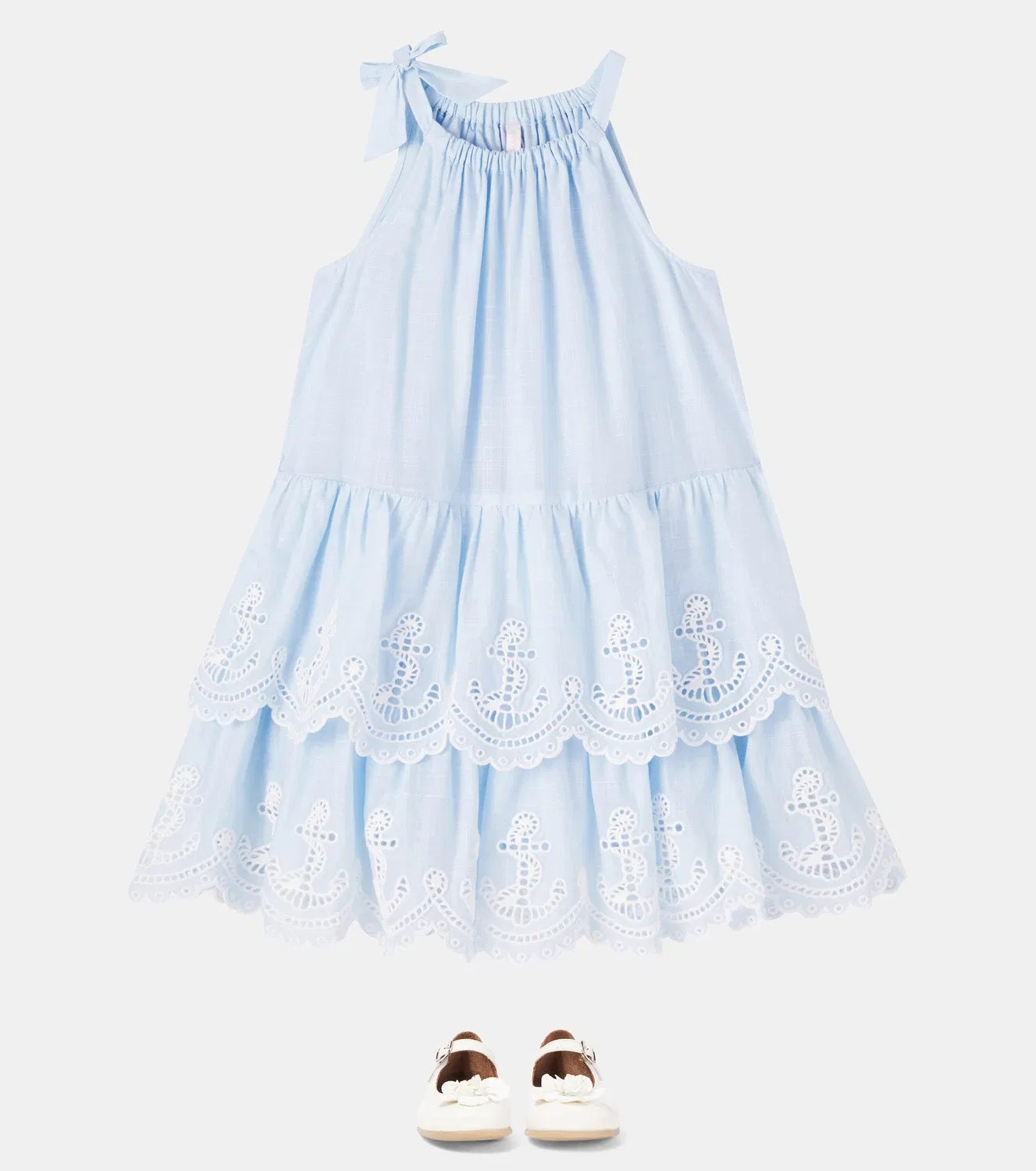 Платье многоярусное хлопковое Скарборо Zimmermann Kids, синий — фото 2
