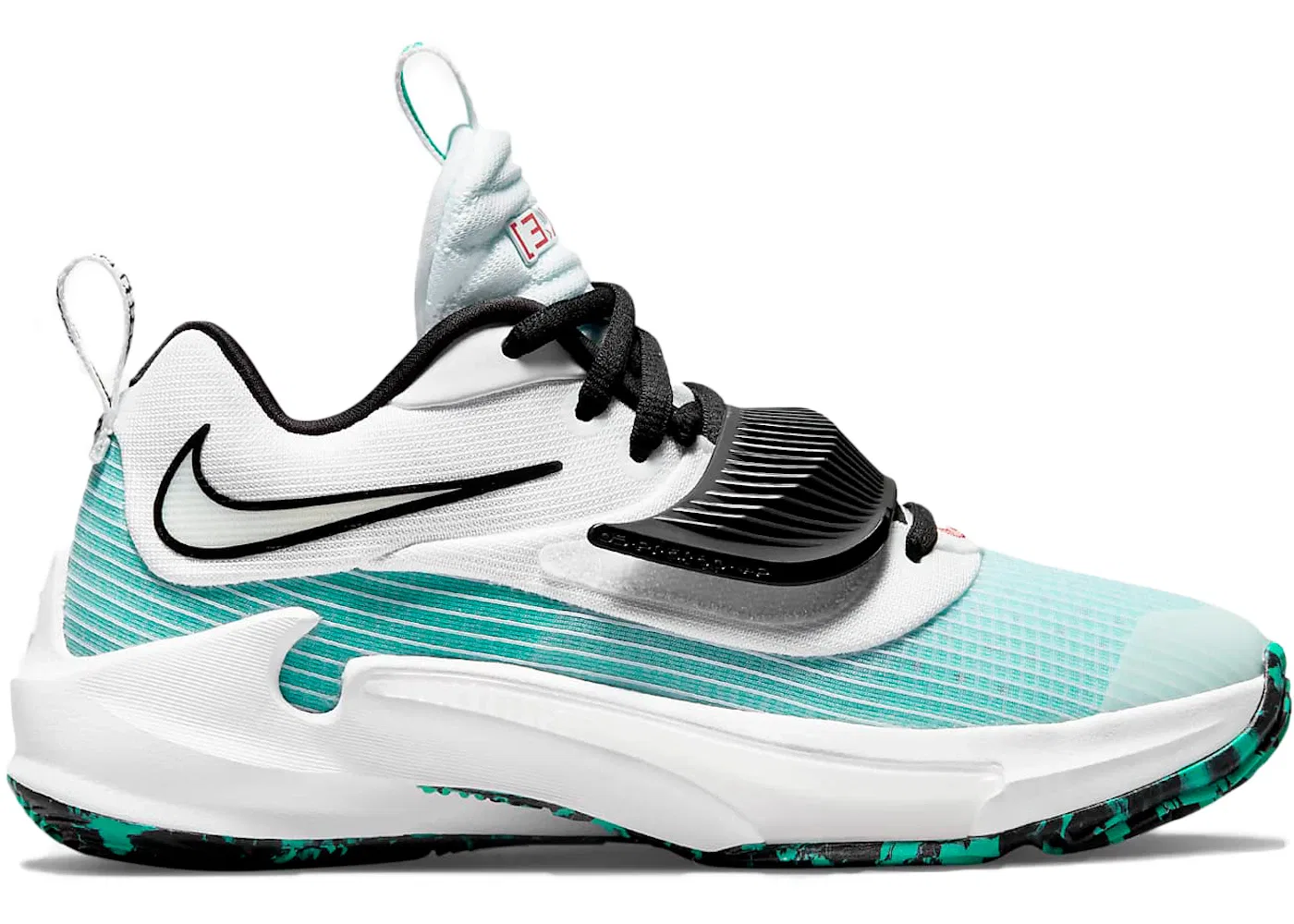 Детские кроссовки для баскетбола Nike Zoom Freak 3, White/Clear Emerald/Total Orange/Black