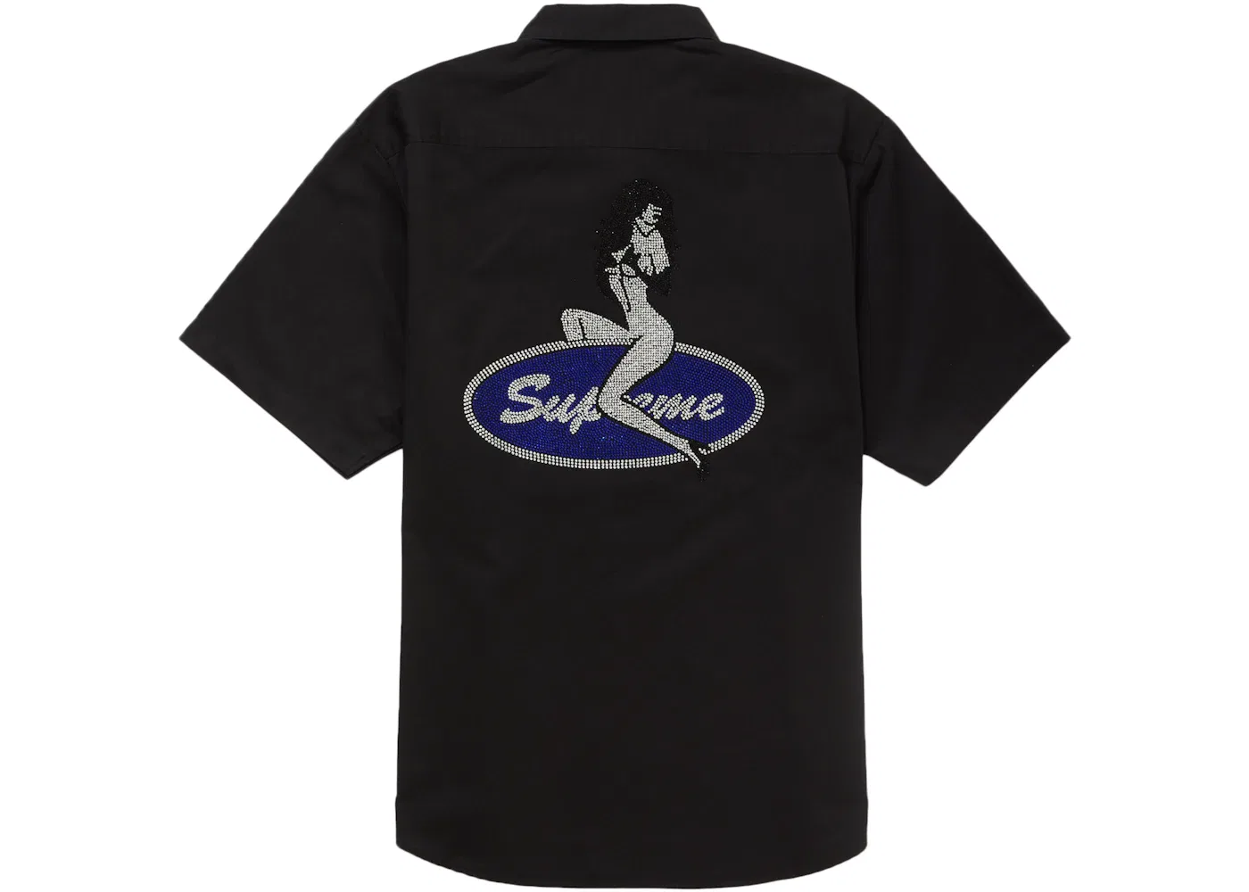 Мужская рубашка с коротким рукавом с принтом Rhinestone Pin Up Supreme, Black