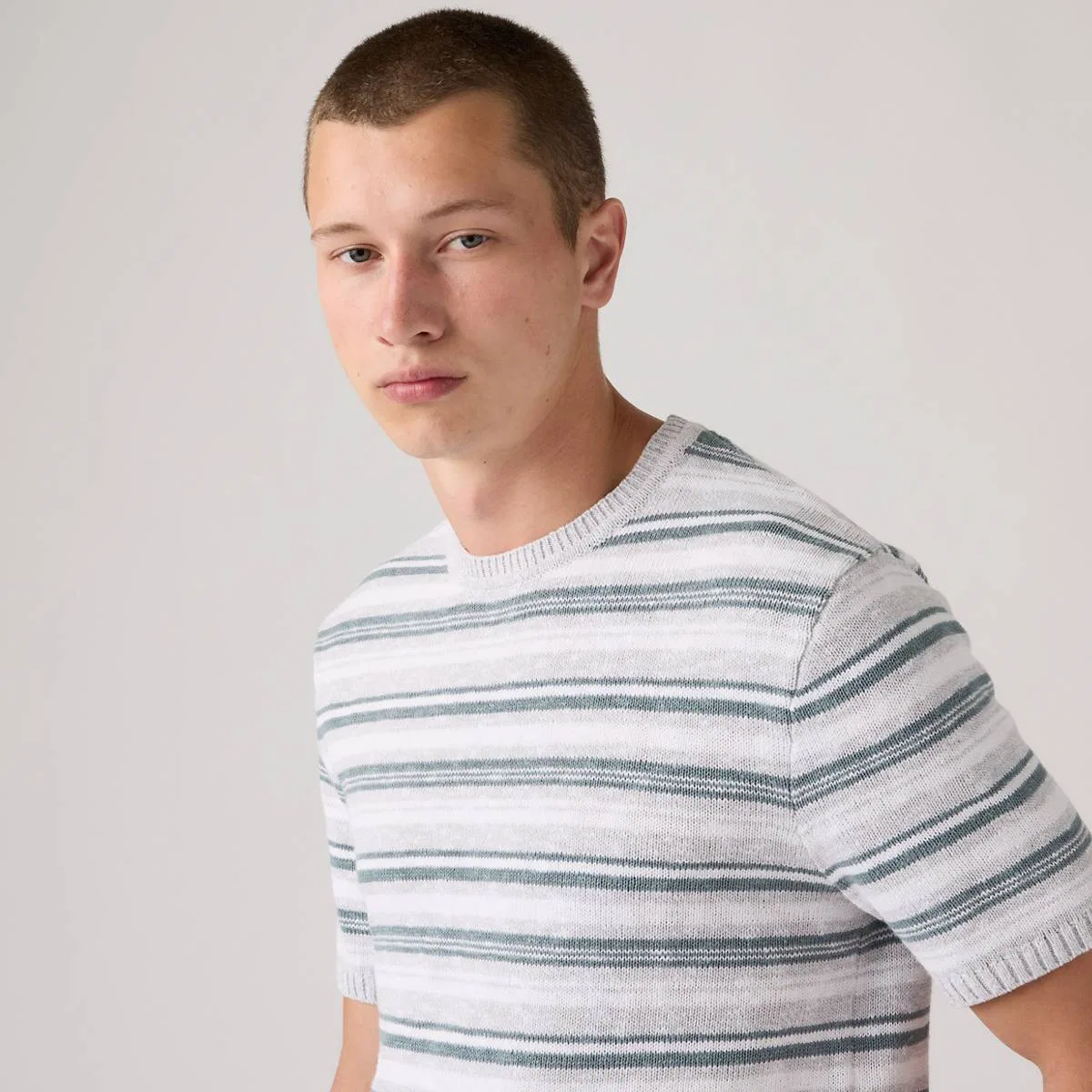 Вязаный свитер-рубашка Stinson Levi's, Cardinal Stripe Light Grey Heather - Grey — фото 2