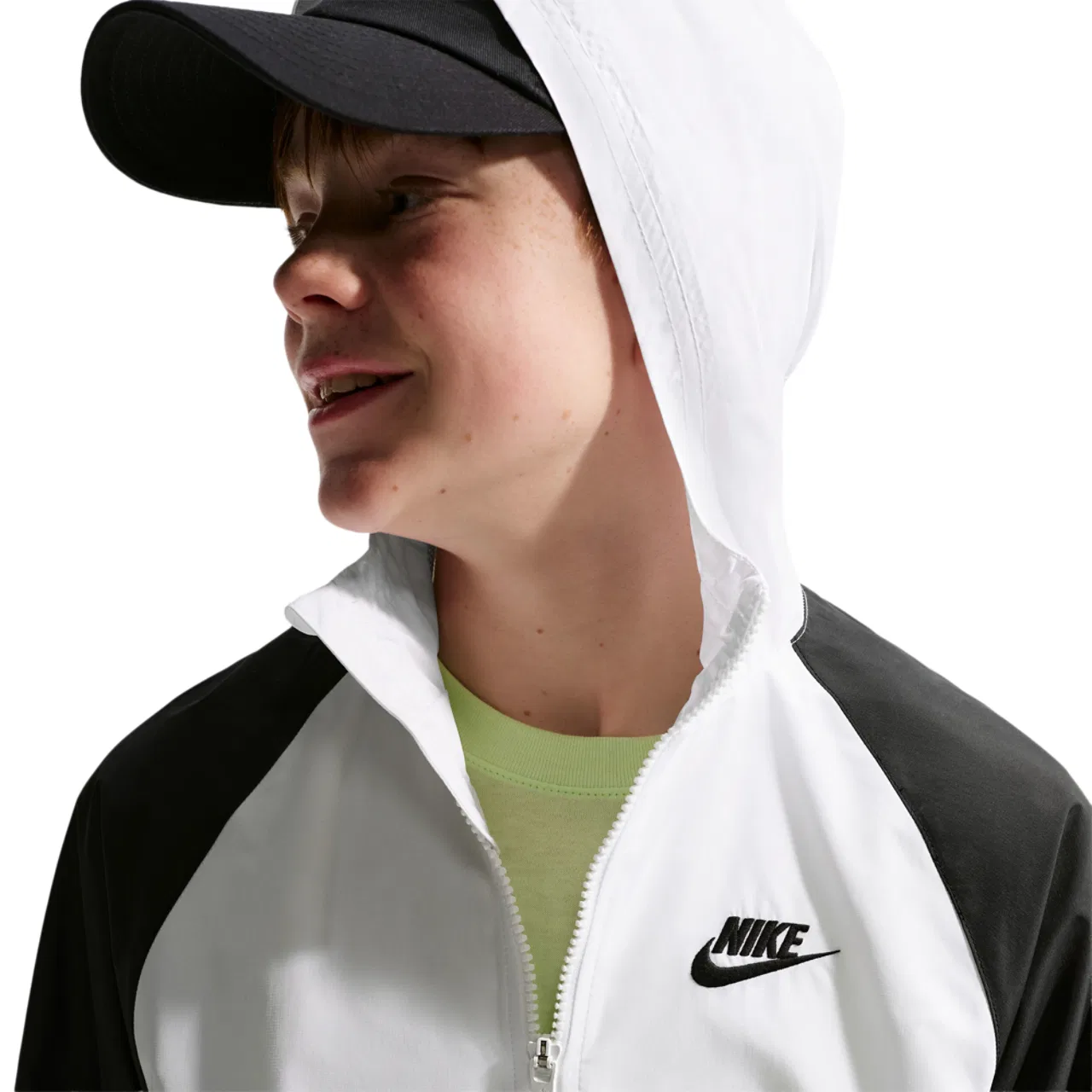 Детская куртка с капюшоном Windrunner Nike, белый/серый — фото 3