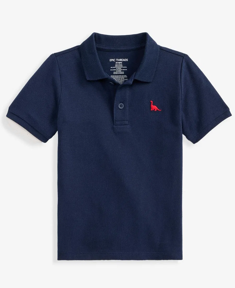 Детское поло из пике с эмблемой Icon Epic Threads, Navy Nautical