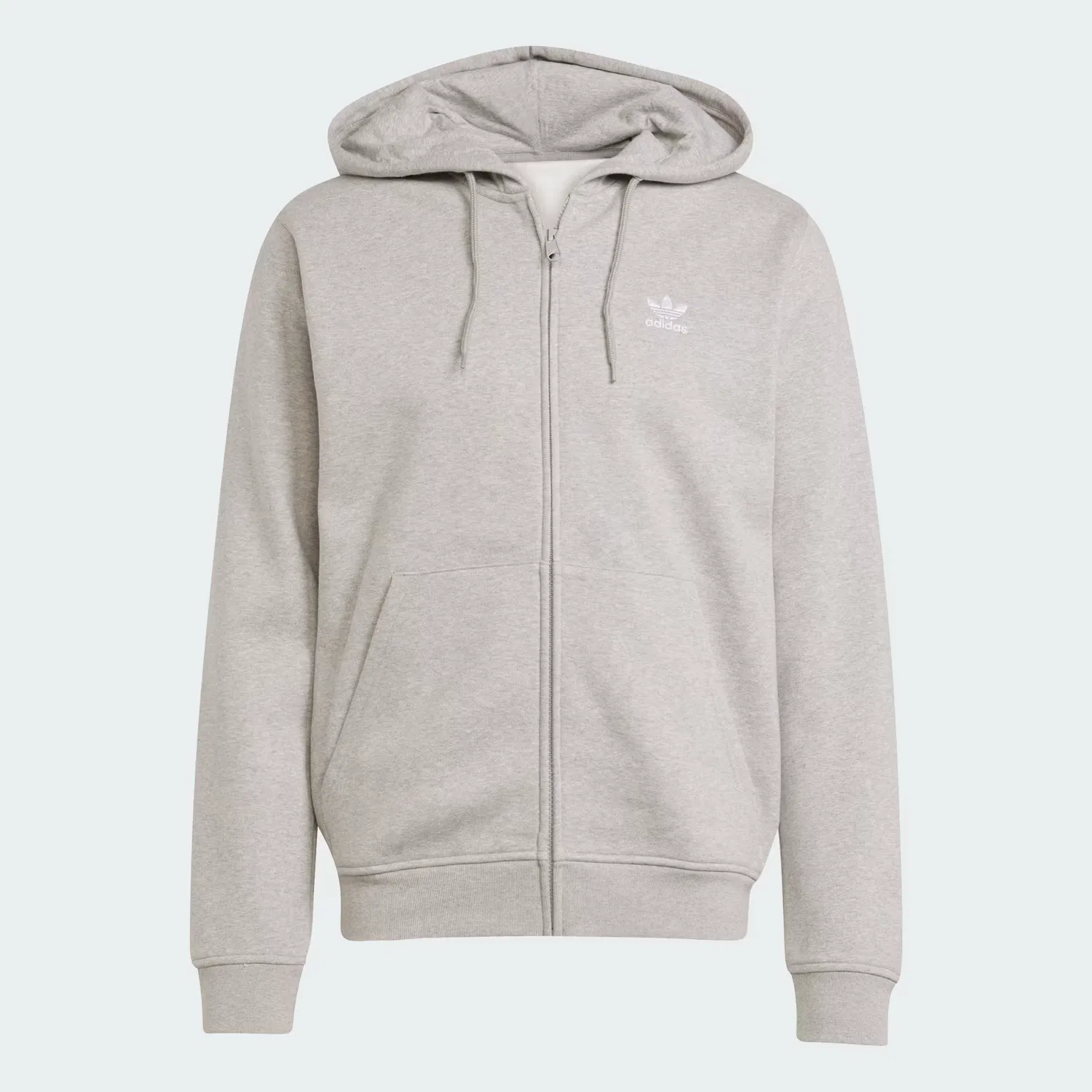 Мужское худи на молнии с вышитым логотипом Trefoil Essentials Adidas Originals, серый меланж — фото 4