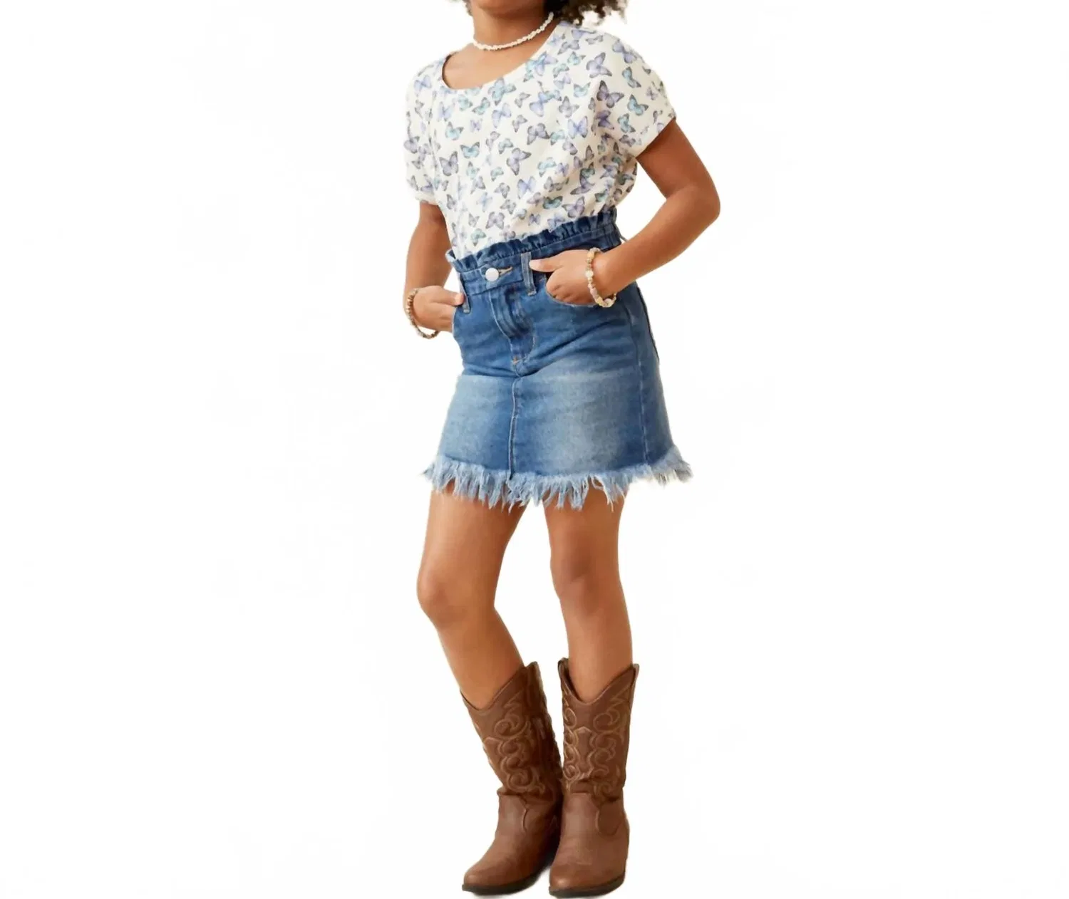 Детская джинсовая юбка с принтом Country Girl Jean Skirt Hayden LA, Medium Wash
