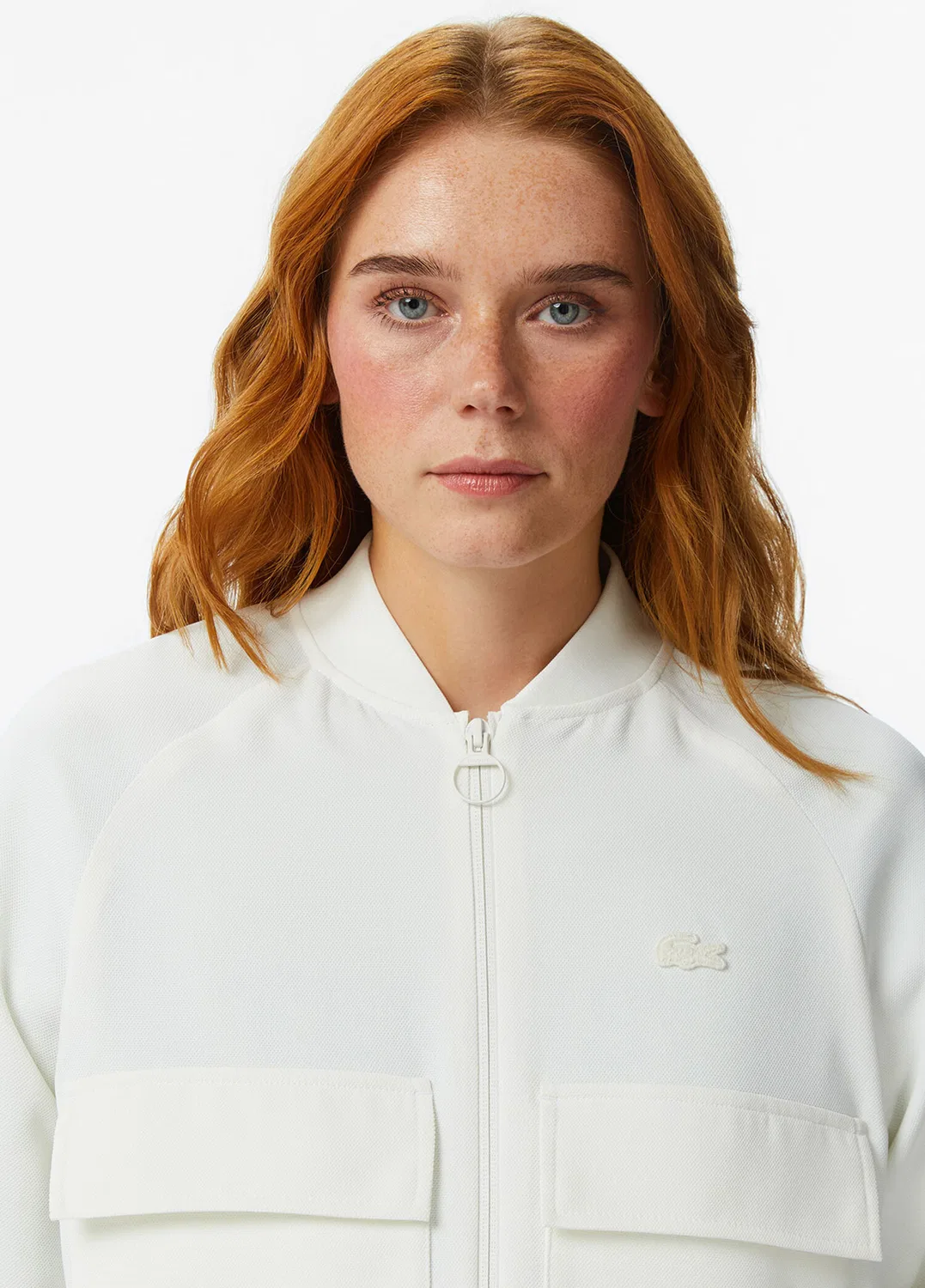 Куртка женская Lacoste Regular Fit на молнии, кремовая — фото 2