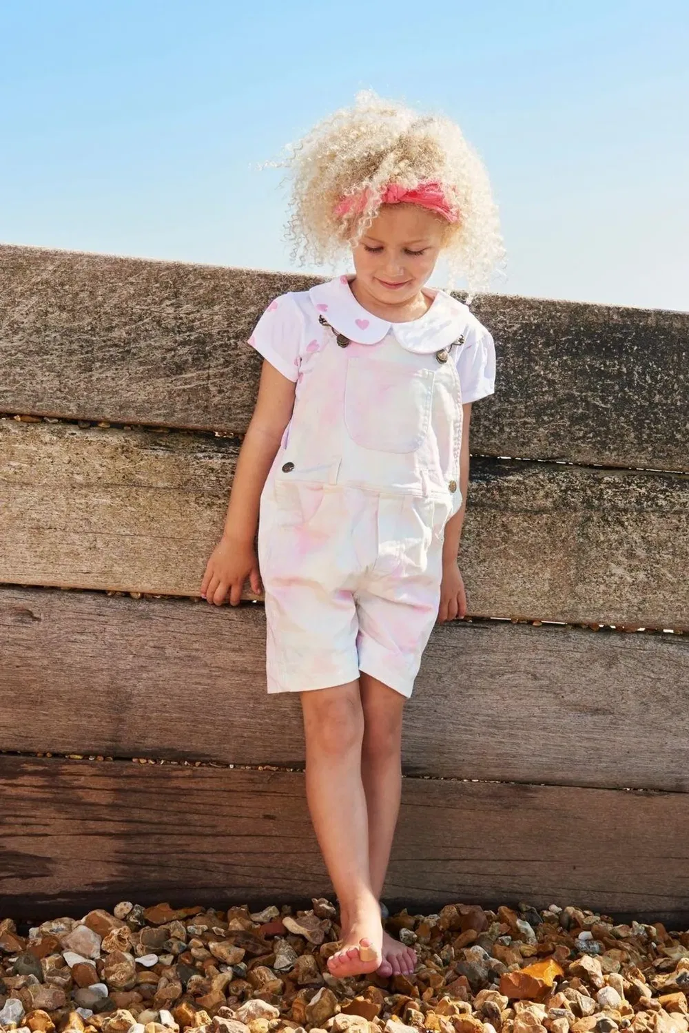 Детские шорты-комбинезон с принтом Rainbow Tie Dye, Dotty Dungarees, Multi — фото 2