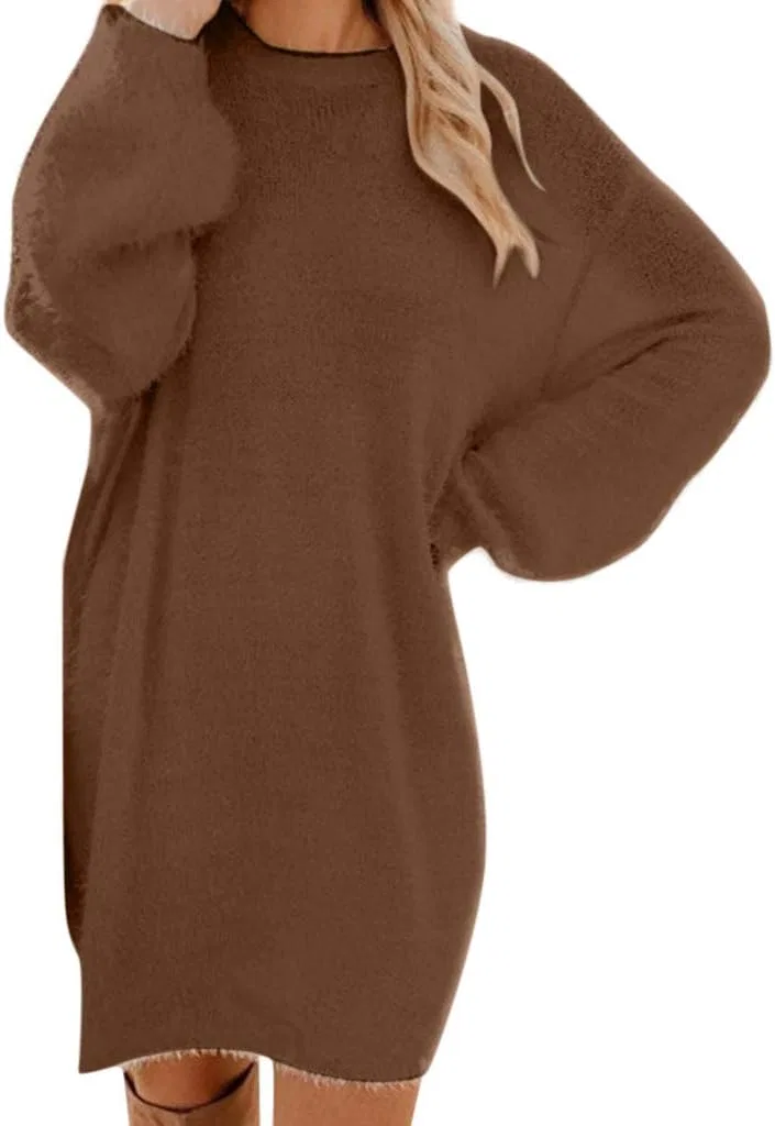 Женское мини-платье с ворсом Skater Sweater, Brown