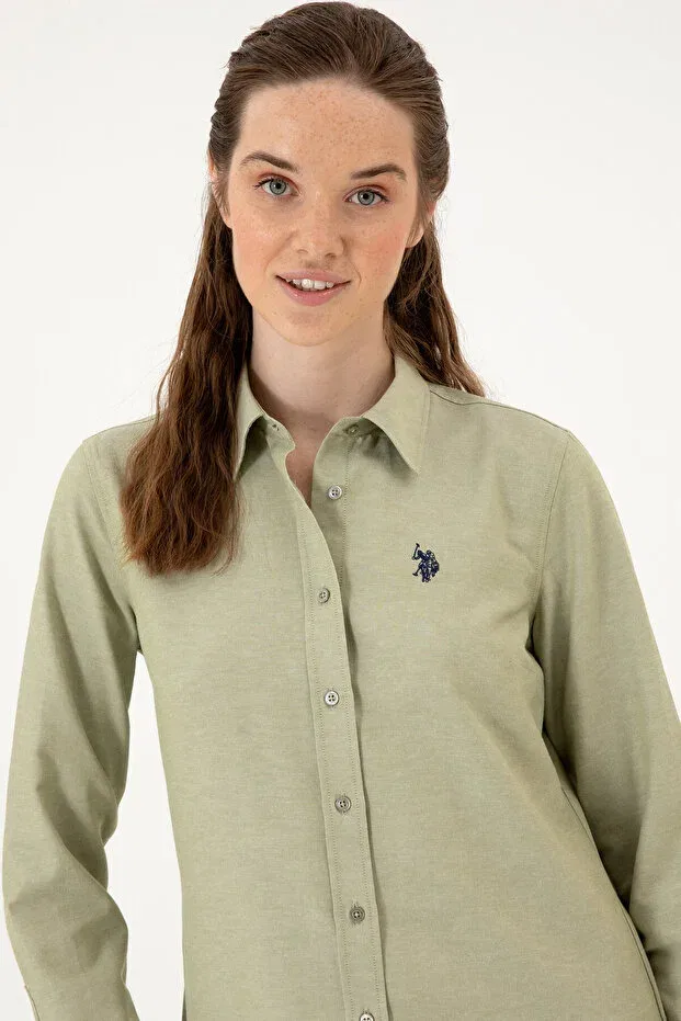 Женская рубашка с длинным рукавом U.S. Polo Assn., Open Haki — фото 2