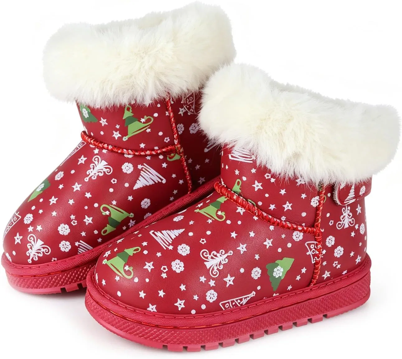 Детские зимние сапоги для девочек с принтом единорога TBIOUSER, Christmas Red