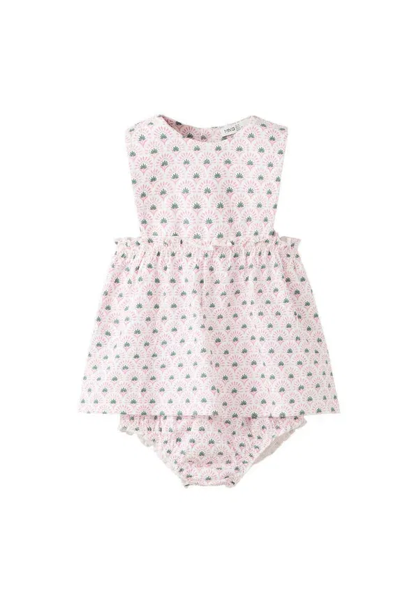 Детский комплект - повседневное платье Mango Kids, кремовый — фото 2