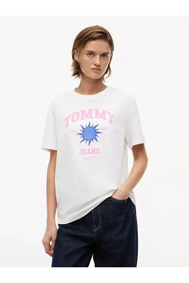 Женская футболка с коротким рукавом с принтом Tommy Hilfiger, Ecru