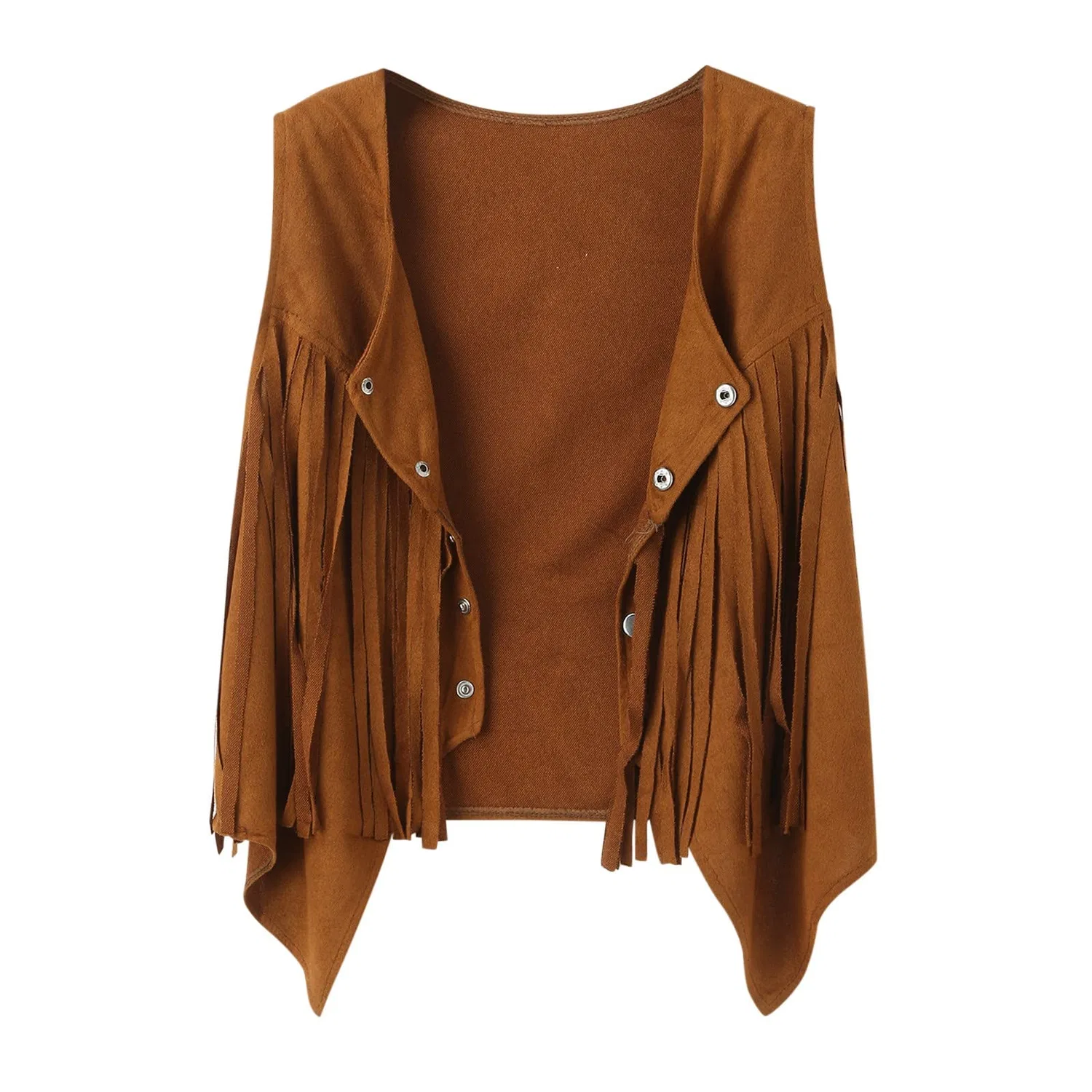 Женский жилет без рукавов с бахромой Fringe Vest, 11-khaki — фото 4