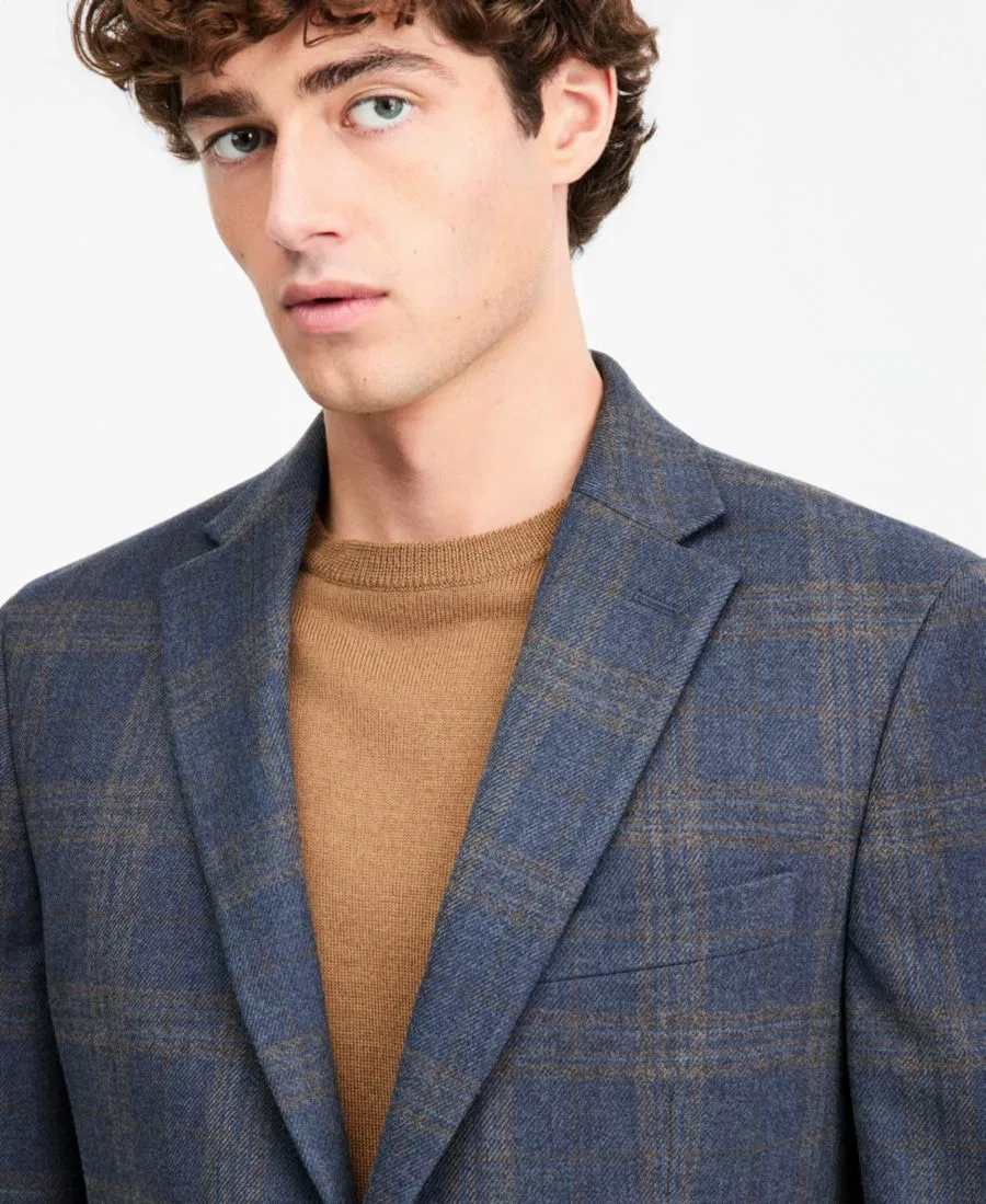 Пиджак современного кроя с узором в клетку Tommy Hilfiger, Navy — фото 3