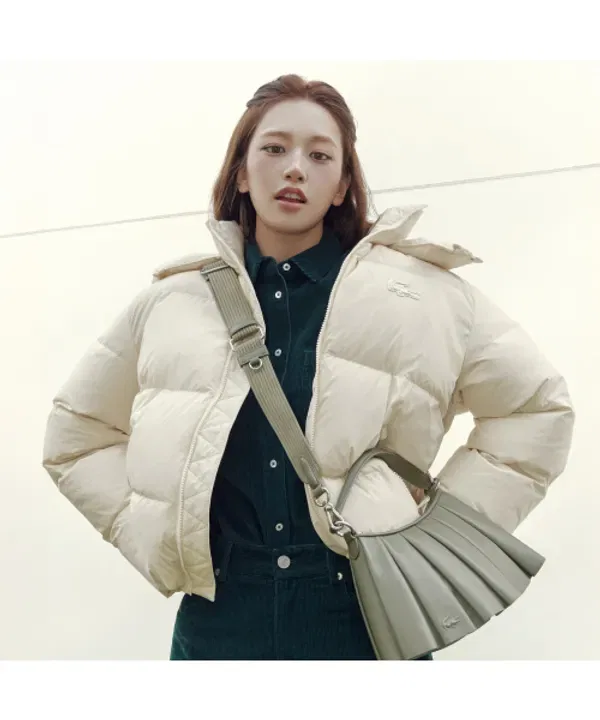 Рубашка Lacoste из вельвета с вышивкой логотипа, бежевая