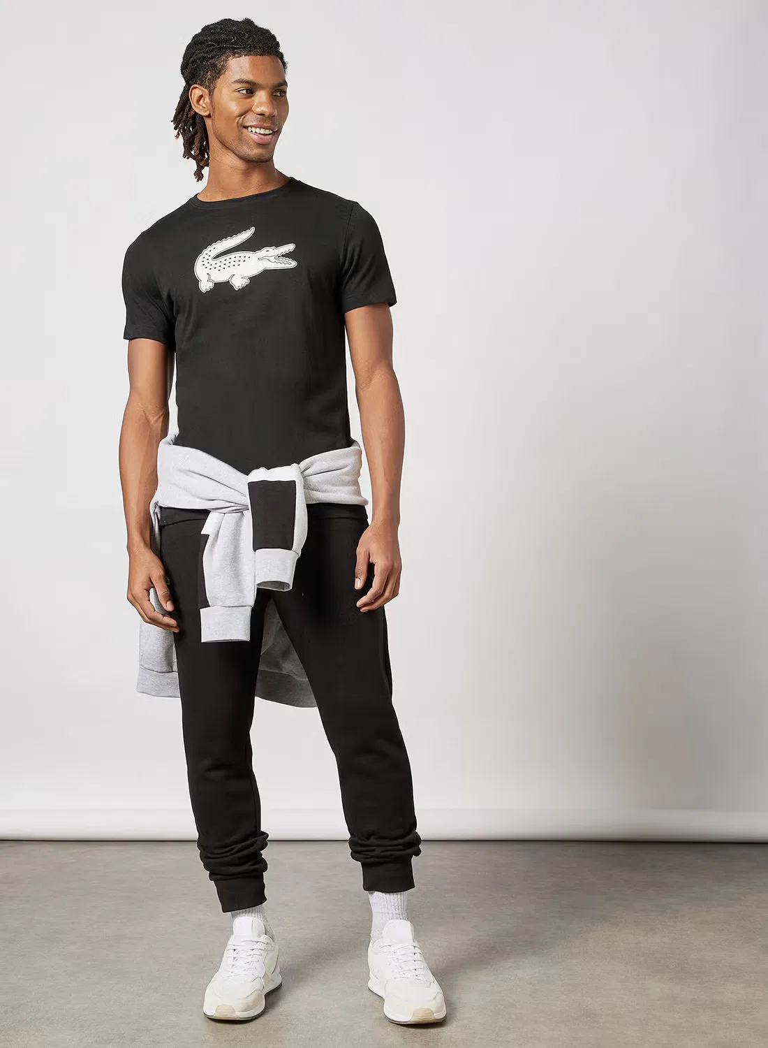 Футболка с вышитым логотипом Lacoste, черный — фото 4