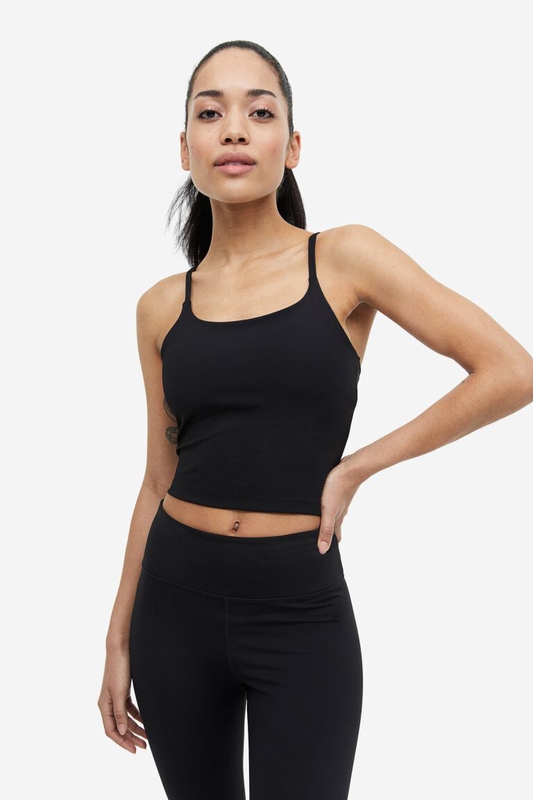 

Спортивная укороченная майка DryMove H&M, черный
