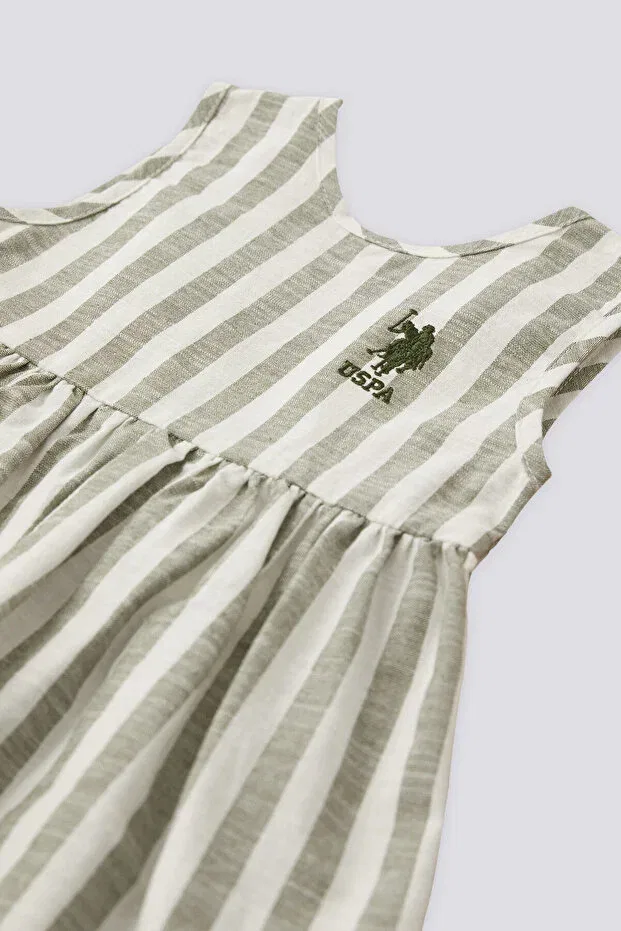 Детское платье для девочек хлопковое U.S. Polo Assn. baby girl taupe dress, Mink — фото 2