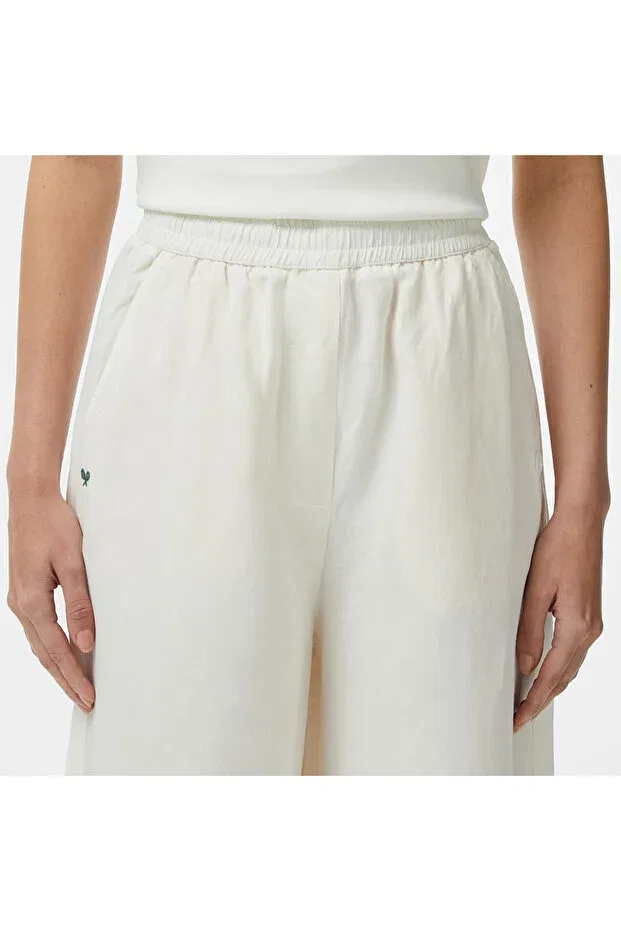 Женские брюки свободного кроя изо льна Lacoste, 70V-White — фото 4