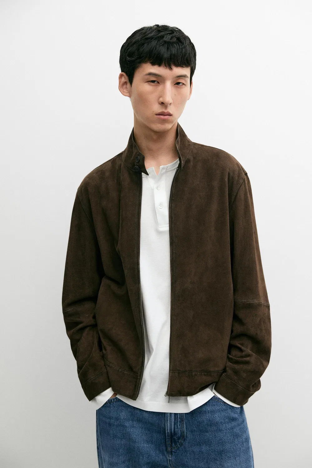 Куртка Massimo Dutti Suede Leather, шоколадный