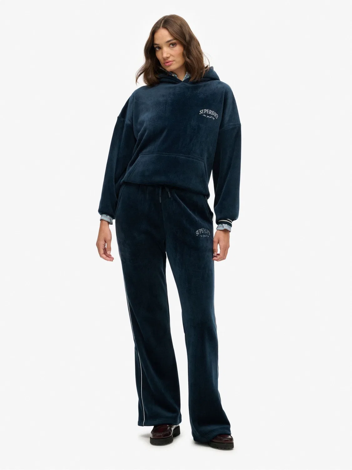 Джоггеры прямого кроя Country Club Velour Superdry, синий — фото 2