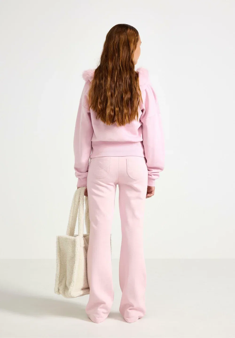 Расклешенные спортивные штаны - брюки от спортивного костюма Lindex, Light Pink — фото 3