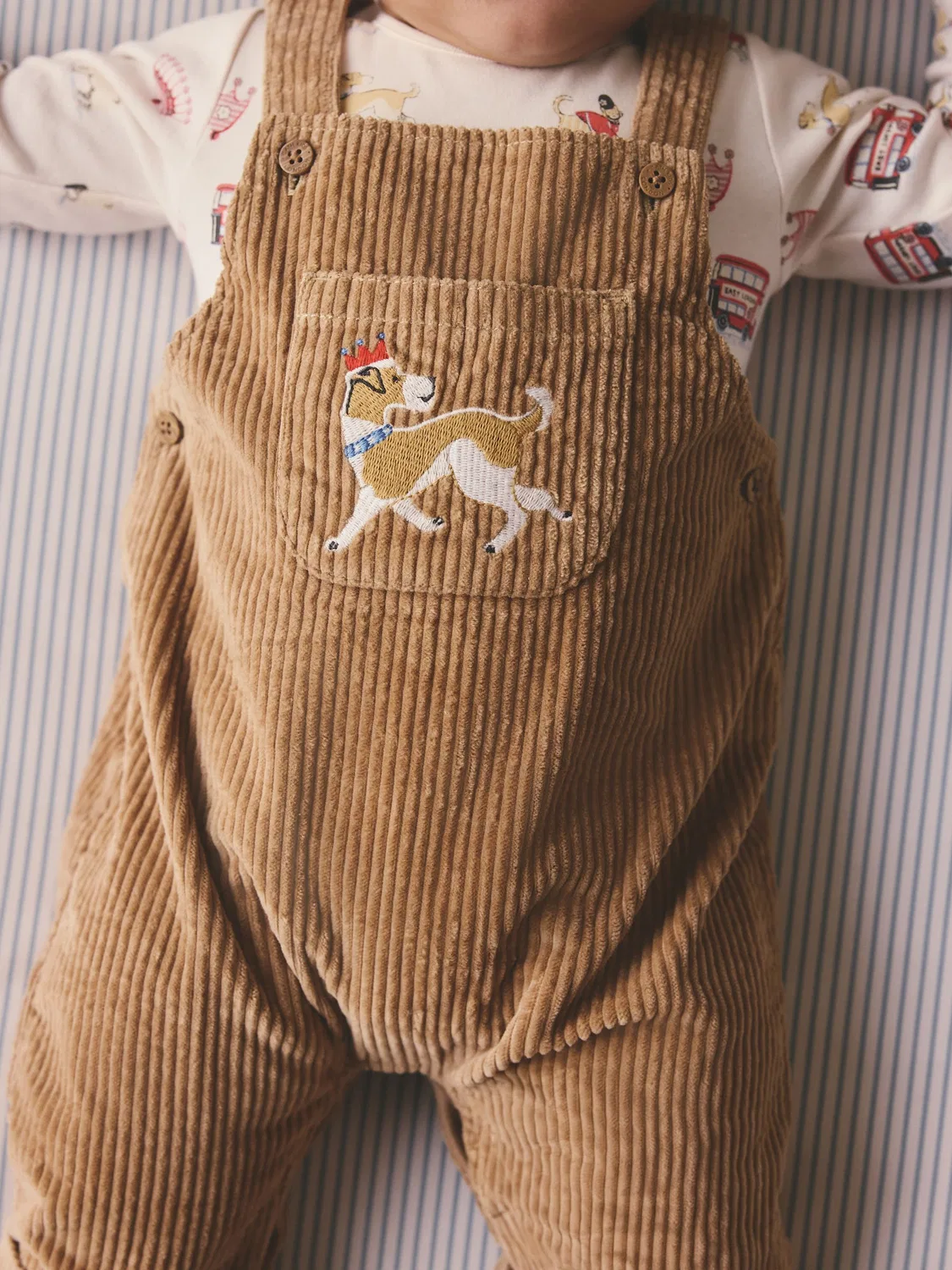 Комбинезон-ползунки с боди, вельветовый, Cath Kidston Next, коричневый — фото 3