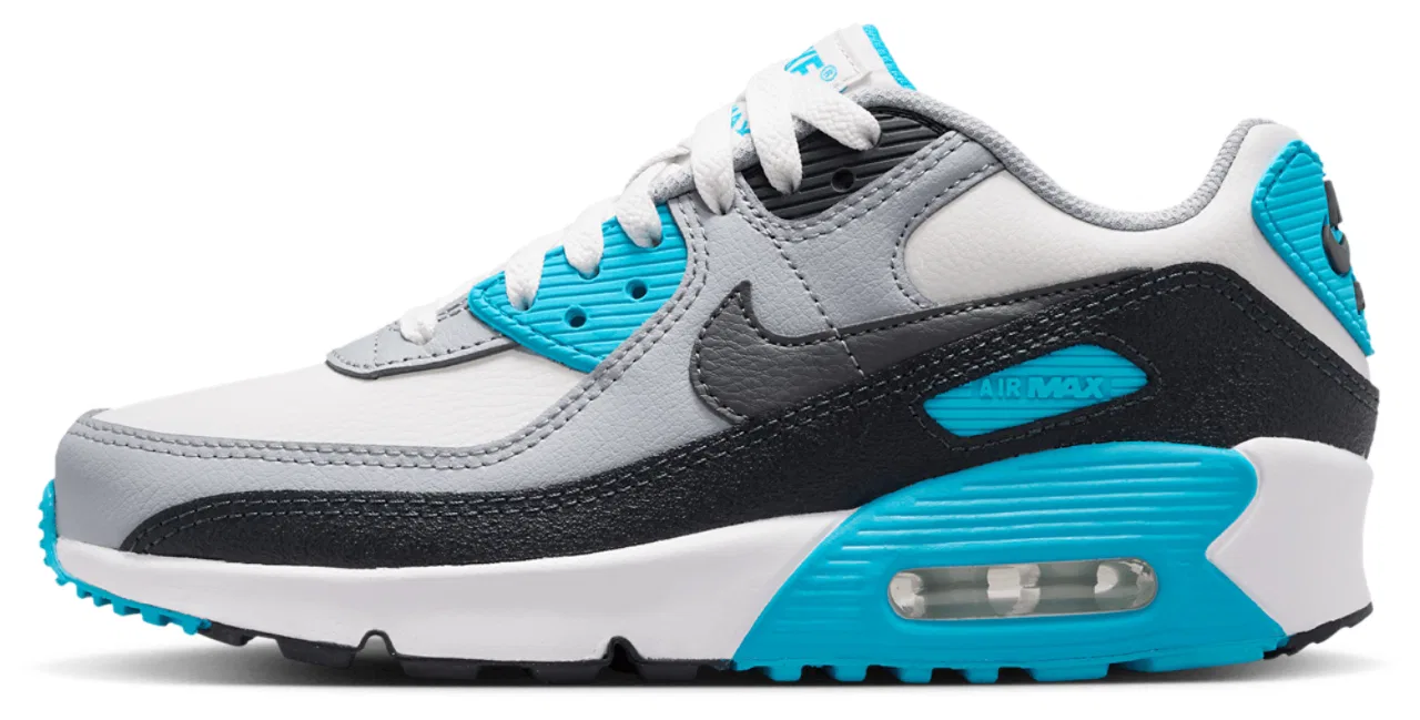 Кроссовки для мальчиков Air Max 90 Nike, цвет Platinum Tint/Iron Grey/Blue Lightning — фото 2